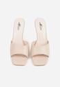 Beżowe Klapki na Szpilce Ozdobione Kwadratowym Noskiem Eudanassa