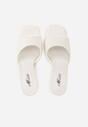 Białe Klapki na Szpilce Ozdobione Kwadratowym Noskiem Eudanassa