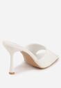 Białe Klapki na Szpilce Ozdobione Kwadratowym Noskiem Eudanassa