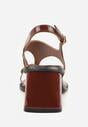 Brązowe Sandały w Stylu Japonek na Niskim Słupku z Aplikacją Fyreltarish