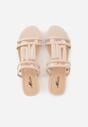Beżowe Klapki Ozdobione Geometrycznym Motywem Nysathei