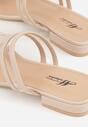 Beżowe Klapki Ozdobione Geometrycznym Motywem Nysathei