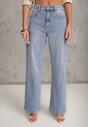 Niebieskie Casualowe Jeansy Wide Leg High Waist z Bawełną Sulaer