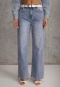 Niebieskie Jeansy High Waist Szerokie Astista