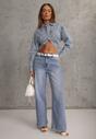 Niebieskie Jeansy High Waist Szerokie Astista