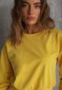 Żółta Bluza z Bawełną ze Ściągaczami przy Rękawach i w Pasie Alberia