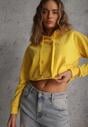 Żółta Bluza z Kapturem i Bawełną Ozdobiona Ściągaczami Evianae