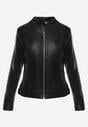 Czarna Taliowana Kurtka Ramoneska z Suwakami przy Mankietach Vivalea
