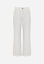 Białe Jeansy High Waist Wide Leg z Bawełną z Ozdobnymi Przeszyciami w Romby Hetana
