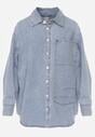 Niebieska Jeansowa Koszula z Bawełną z Przeszyciami Nekki