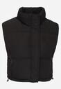 Czarna Pikowana Kamizelka Puffer o Kroju Crop Tadrel