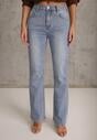 Niebieskie Jeansy Dzwony Bootcut High Waist z Bawełną Urilyss