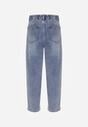 Niebieskie Jeansy Mom Fit z Bawełną High Waist Agarehe