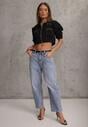 Niebieskie Jeansy Mom Fit z Bawełną High Waist Hippamene