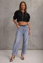 Niebieskie Jeansy Mom Fit z Bawełną High Waist Hippamene