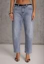 Niebieskie Jeansy Mom Fit z Bawełną High Waist Hippamene