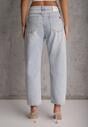 Niebieskie Jeansy Mom Fit z Bawełną High Waist Wentren
