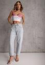 Niebieskie Jeansy Mom Fit z Bawełną High Waist Wentren
