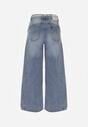 Niebieskie Szerokie Jeansy z Bawełną High Waist z Paskiem Typu Sznurek Caninna