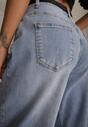 Niebieskie Jeansy Balloon z Bawełną High Waist Pronadina