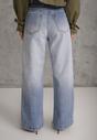 Niebieskie Jeansy Szerokie z Wytarciami High Waist Calale