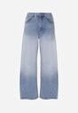 Niebieskie Jeansy Szerokie z Wytarciami High Waist Calale