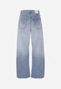 Niebieskie Jeansy Szerokie z Wytarciami High Waist Calale