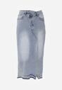 Niebieska Spódnica z Jeansu z Bawełną High Waist o Asymetrycznym Kroju Vikisla