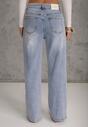 Niebieskie Szerokie Jeansy High Waist z Przeszyciami Tryphile