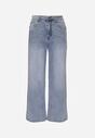 Niebieskie Szerokie Jeansy High Waist z Przeszyciami Tryphile
