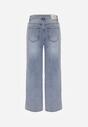 Niebieskie Szerokie Jeansy High Waist z Przeszyciami Tryphile
