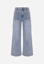Niebieskie Szerokie Jeansy High Waist z Kieszonkami Thellona