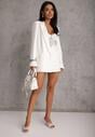 Biała Spódnica z Bawełną o Dopasowanym Kroju z Paskiem i Podszewką-Szortami Vitia