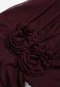 Bordowa Marszczona Bluzka z Siateczki Zdobiona Aplikacją w Kształcie Róży Olirisa