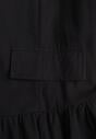 Czarna Rozkloszowana Sukienka Koszulowa z Bawełny i Wiskozy Zdobiona Klapami Gleta