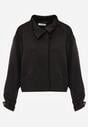 Czarna Kurtka Bomberka Oversize z Regulowanymi Mankietami Lann