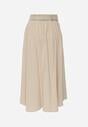 Beżowa Rozkloszowana Spódnica z Kieszonkami i Paskiem z Klamrą Qualea