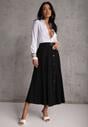 Czarna Rozkloszowana Spódnica z Kieszonkami i Paskiem z Klamrą Qualea