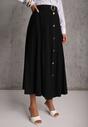 Czarna Rozkloszowana Spódnica z Kieszonkami i Paskiem z Klamrą Qualea