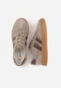 Beżowe Sneakersy ze Skóry Naturalnej z Geometrycznym Wzorem Zetisius