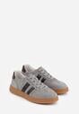 Szare Sneakersy ze Skóry Naturalnej z Geometrycznym Wzorem Zetisius