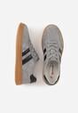 Szare Sneakersy ze Skóry Naturalnej z Geometrycznym Wzorem Zetisius