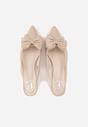 Beżowe Sandały Slingback na Kaczuszce Zdobione Aplikacją z Kokardą Teniane