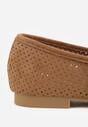 Jasnobrązowe Perforowane Mokasyny z Imitacji Zamszu Zdobione Frędzlami Vaeliane