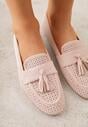Różowe Perforowane Mokasyny z Imitacji Zamszu Zdobione Frędzlami Vaeliane