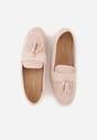 Różowe Perforowane Mokasyny z Imitacji Zamszu Zdobione Frędzlami Vaeliane