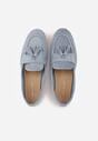 Niebieskie Perforowane Mokasyny z Imitacji Zamszu Zdobione Frędzlami Vaeliane