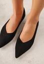 Czarne Balerinki z Imitacji Zamszu ze Szpiczastym Noskiem Melikel