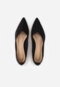 Czarne Balerinki z Imitacji Zamszu ze Szpiczastym Noskiem Melikel