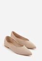 Beżowe Balerinki z Imitacji Zamszu ze Szpiczastym Noskiem Melikel